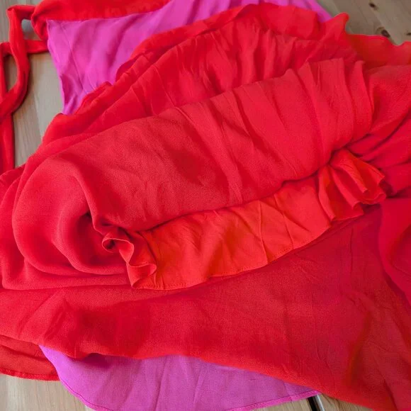 Farm Rio Tiered Midi Wrap Skirt L - Picture 5 of 6